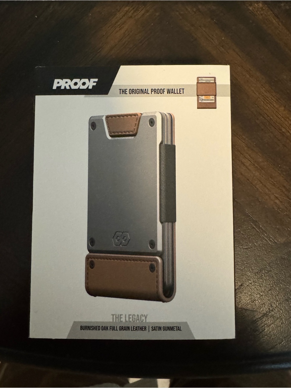 PROOF The Legacy Wallet - Satin Gunmetal with Burnished Oak Leather